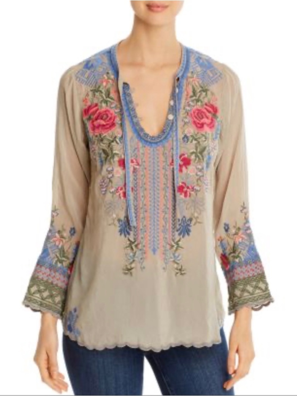Johnny Was Embroidered Boho Blouse